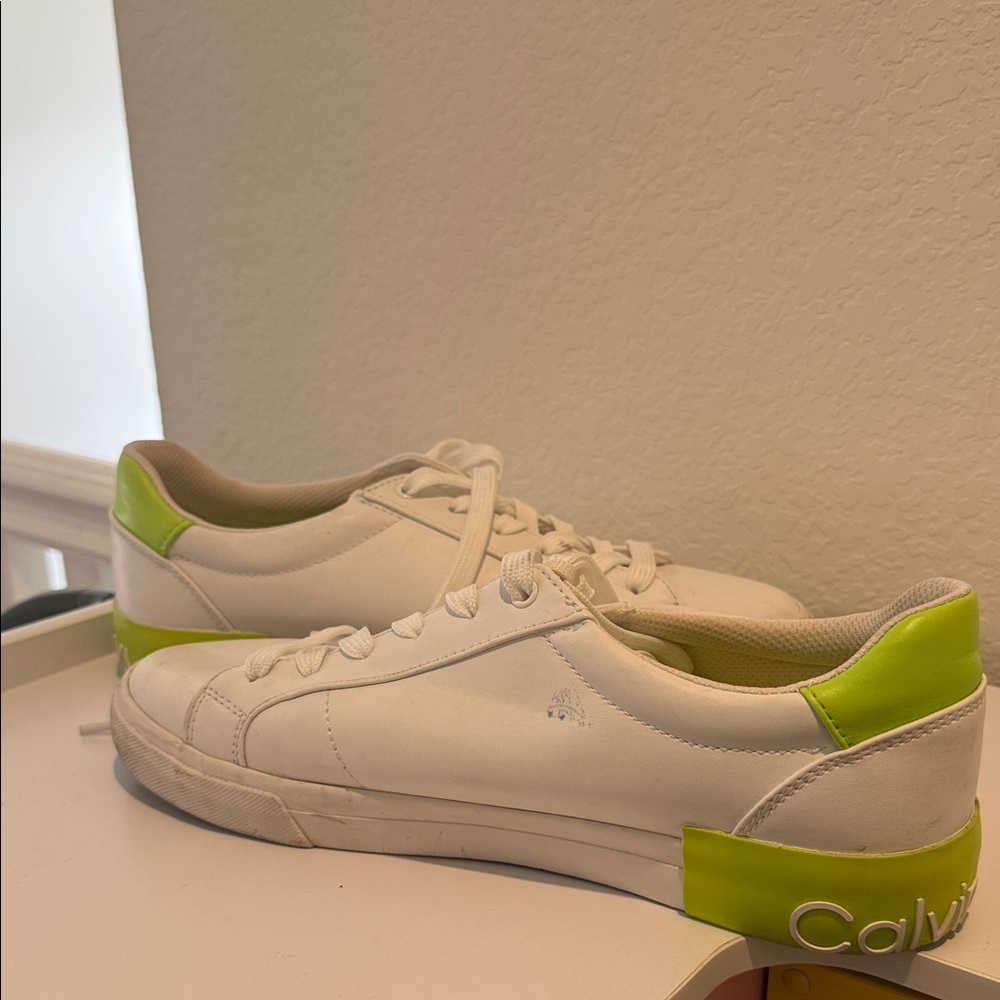 Calvin Klein White Sneakers with Neon Accents